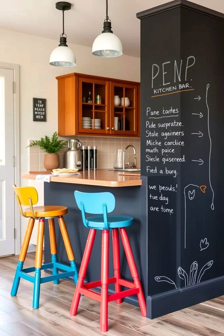 The Chalkboard Panel Bar - 24 Kitchen Bar Ideas