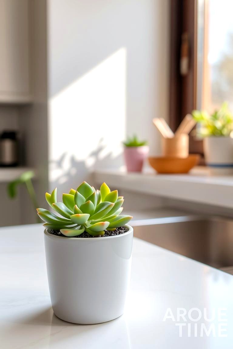 The Charm of a Small Indoor Plant - 24 Kitchen Counter Decor Ideas