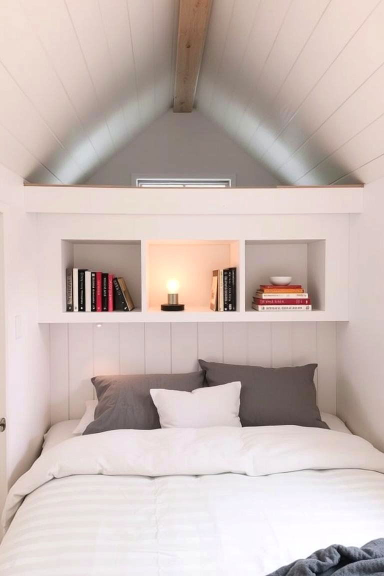 The Convenience of a Storage Headboard - 24 Tiny House Storage Ideas
