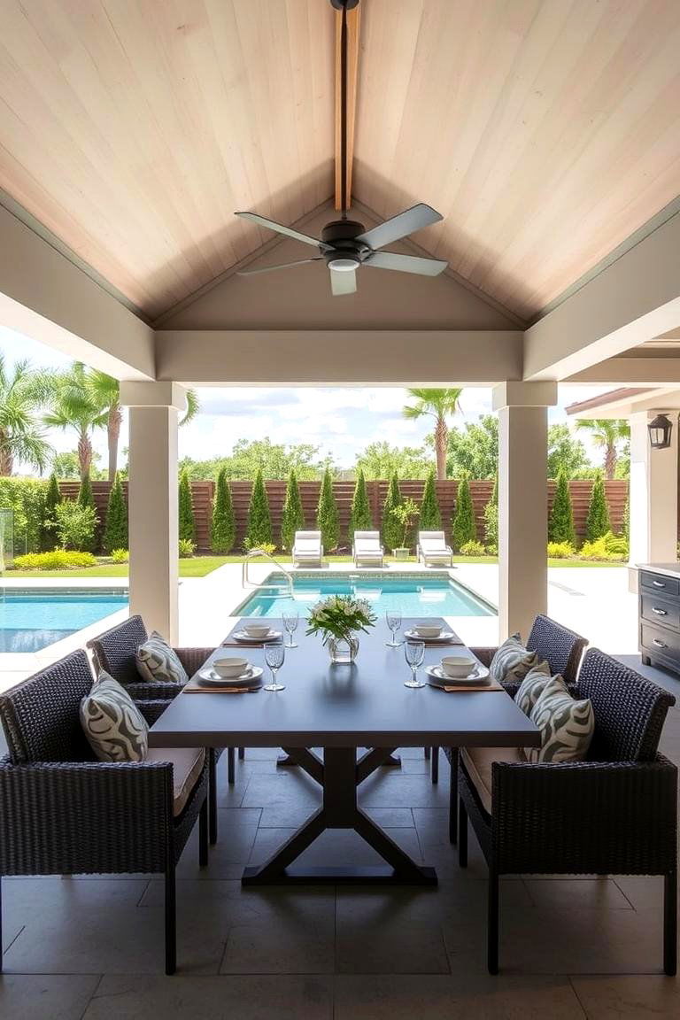 The Convertible Dining Area - 24 Pool House With Outdoor Kitchen Ideas