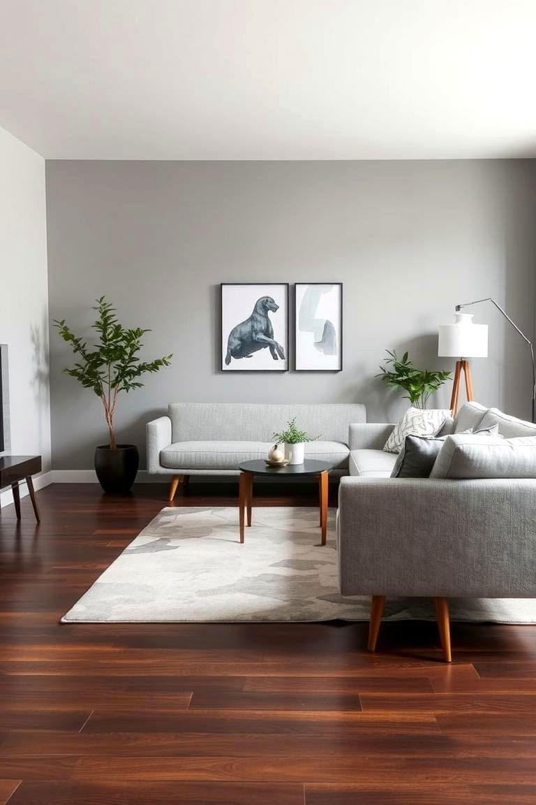 The Cozy Appeal of Throw Pillows and Blankets - 24 Grey Living Room With Dark Wood Floors