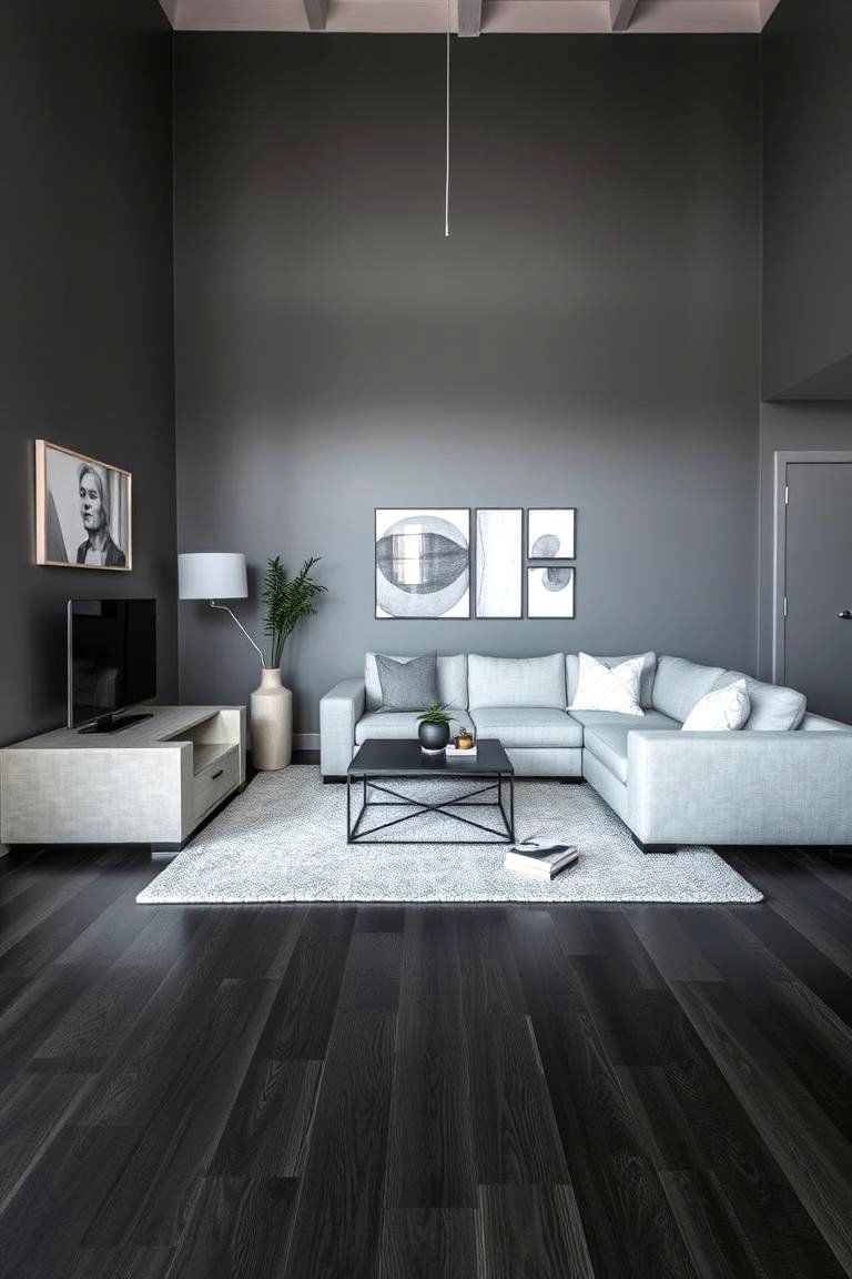The Enduring Elegance of This Design Choice - 24 Grey Living Room With Dark Wood Floors