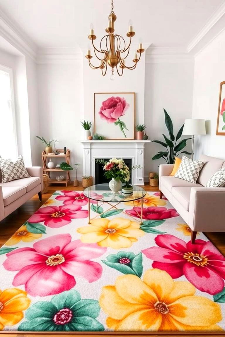 The Floral Rug - 24 Living Room Rug Ideas