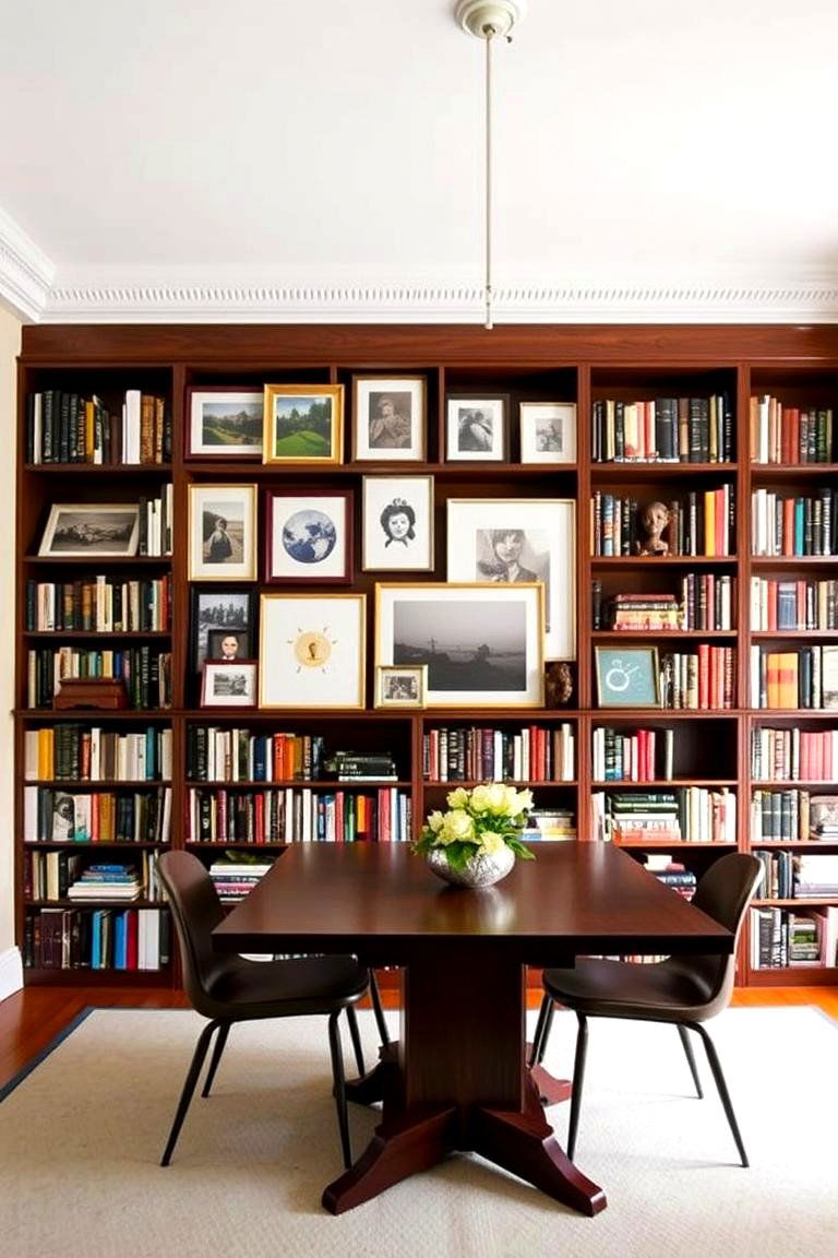 The Gallery Wall Integration - 24 Library Dining Room Combo Ideas