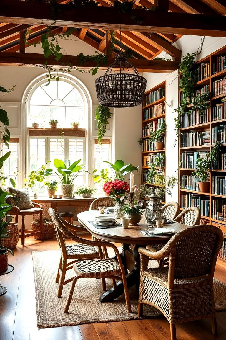 The Garden Inspired Retreat - 24 Library Dining Room Combo Ideas