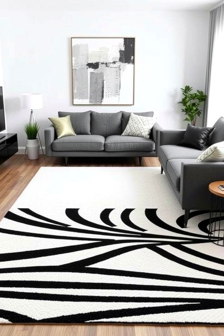 The Graphic Print Rug - 24 Living Room Rug Ideas