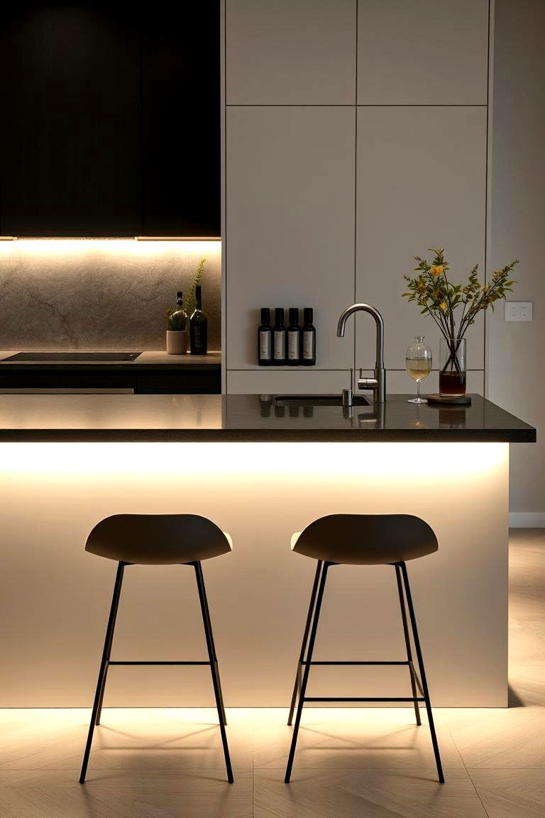 The Illuminated Countertop Bar - 24 Kitchen Bar Ideas