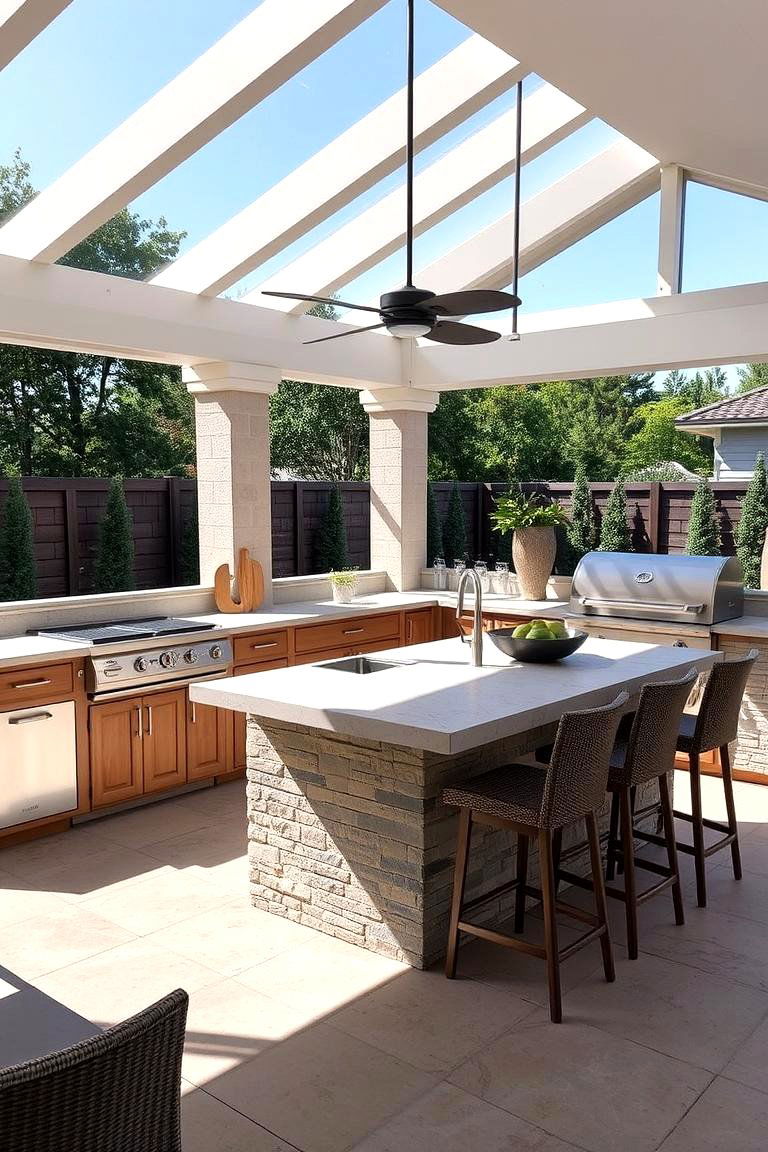 The Island Counter Focus - 24 Pool House With Outdoor Kitchen Ideas