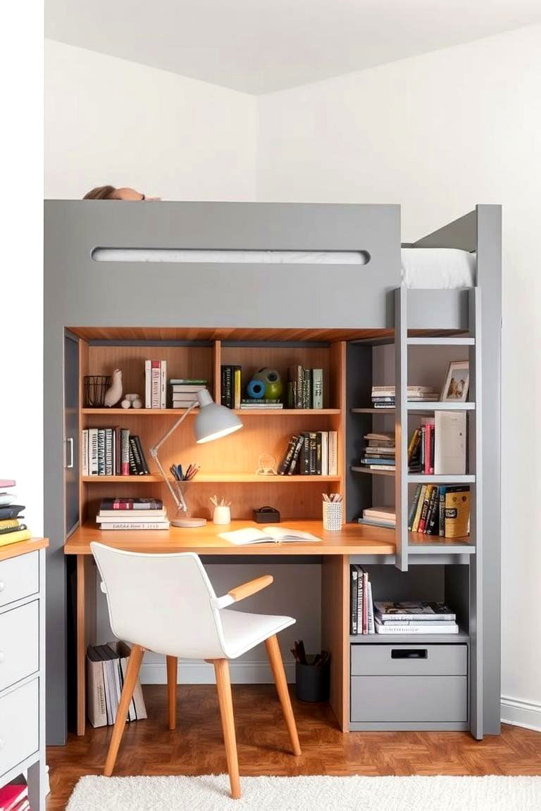 The Loft Bed with a Built In Desk and Shelves - 24 Loft Bed Ideas