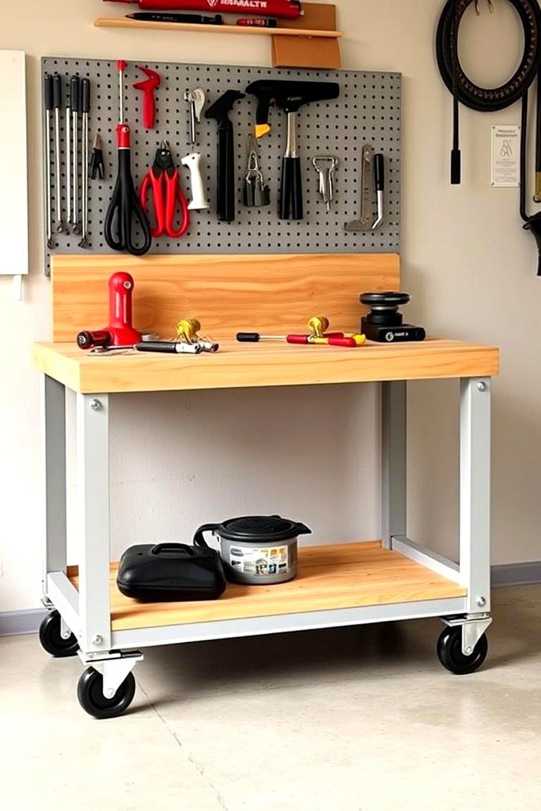 The Mobile Workbench with Locking Wheels - 24 Garage Workbench Ideas