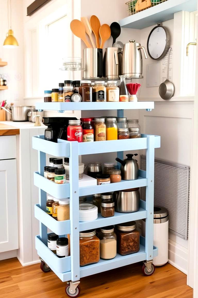 The Mobility of Rolling Storage Carts - 24 Tiny House Storage Ideas