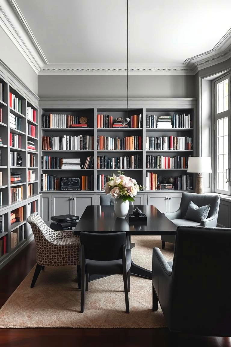 The Monochromatic Serenity - 24 Library Dining Room Combo Ideas