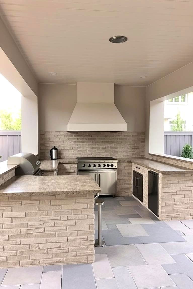 The Multi Level Countertops - 24 Pool House With Outdoor Kitchen Ideas