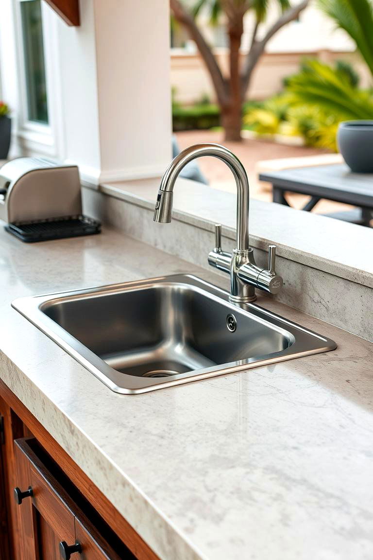 The Outdoor Sink Convenience - 24 Pool House With Outdoor Kitchen Ideas