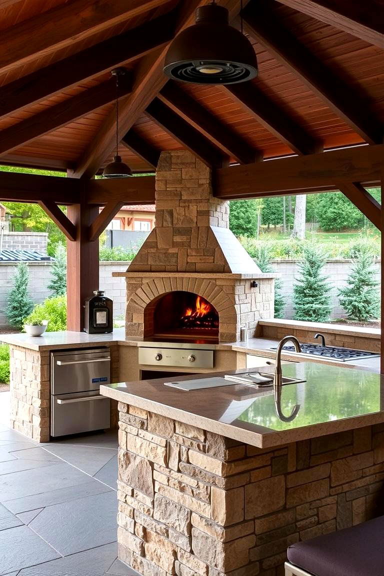 The Pizza Oven Focus - 24 Pool House With Outdoor Kitchen Ideas