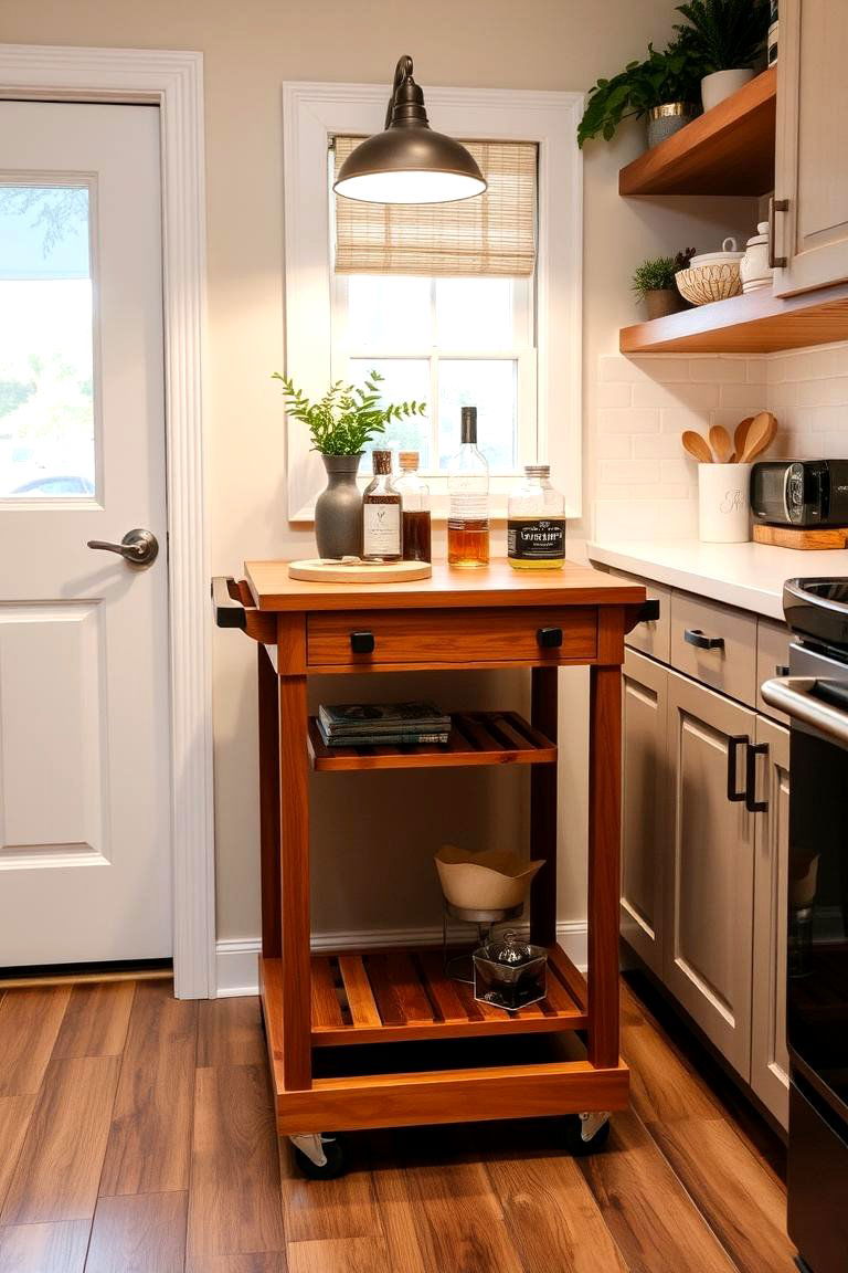 The Portable Rolling Kitchen Bar Cart - 24 Kitchen Bar Ideas
