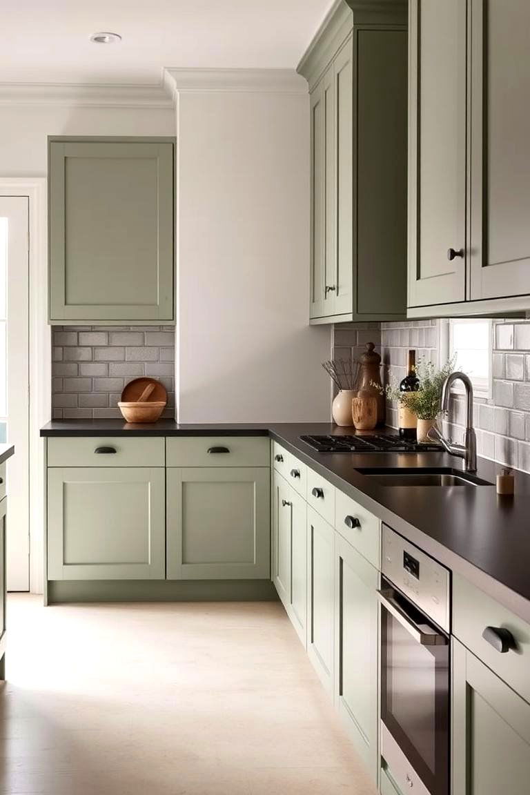 The Psychological Effects of Green and Black - 24 Green Kitchen Cabinets With Black Countertops