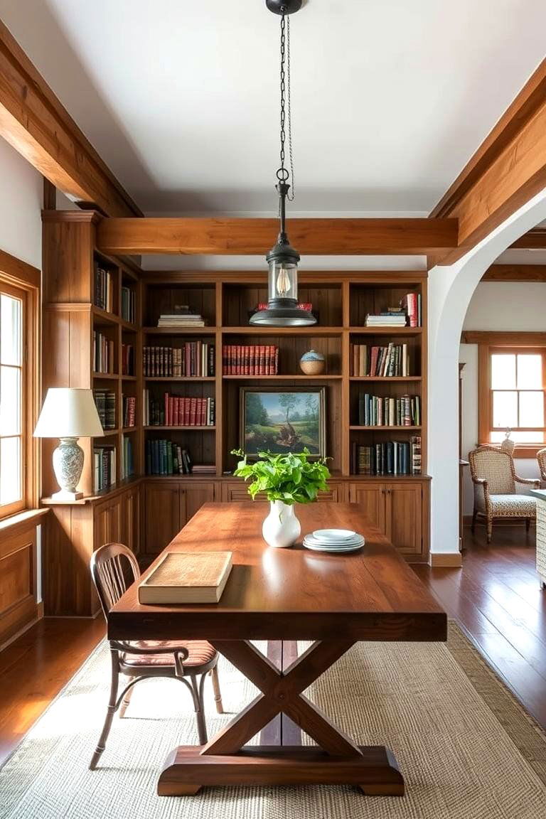 The Rustic Farmhouse Charm - 24 Library Dining Room Combo Ideas