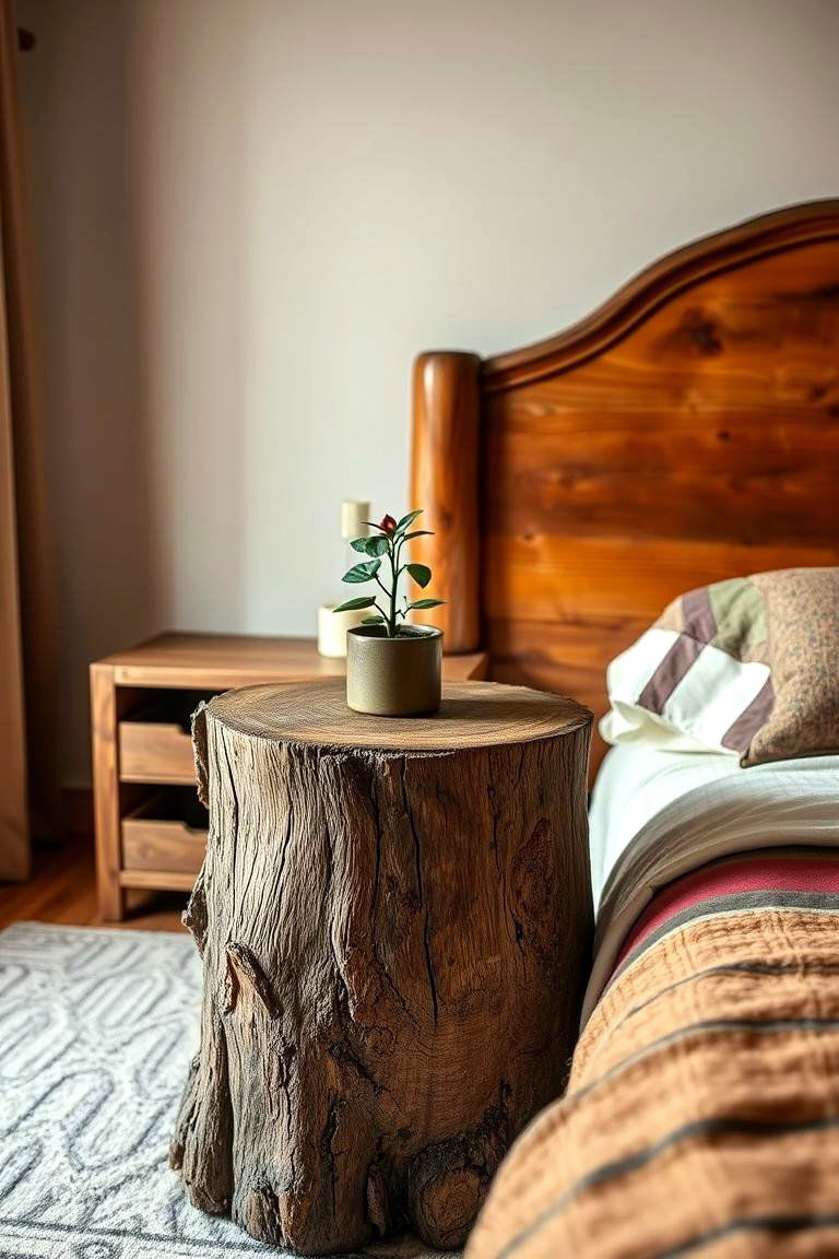 The Rustic Tree Stump - 24 Nightstand Ideas