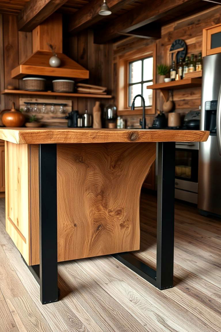The Rustic Wooden Slab Bar - 24 Kitchen Bar Ideas