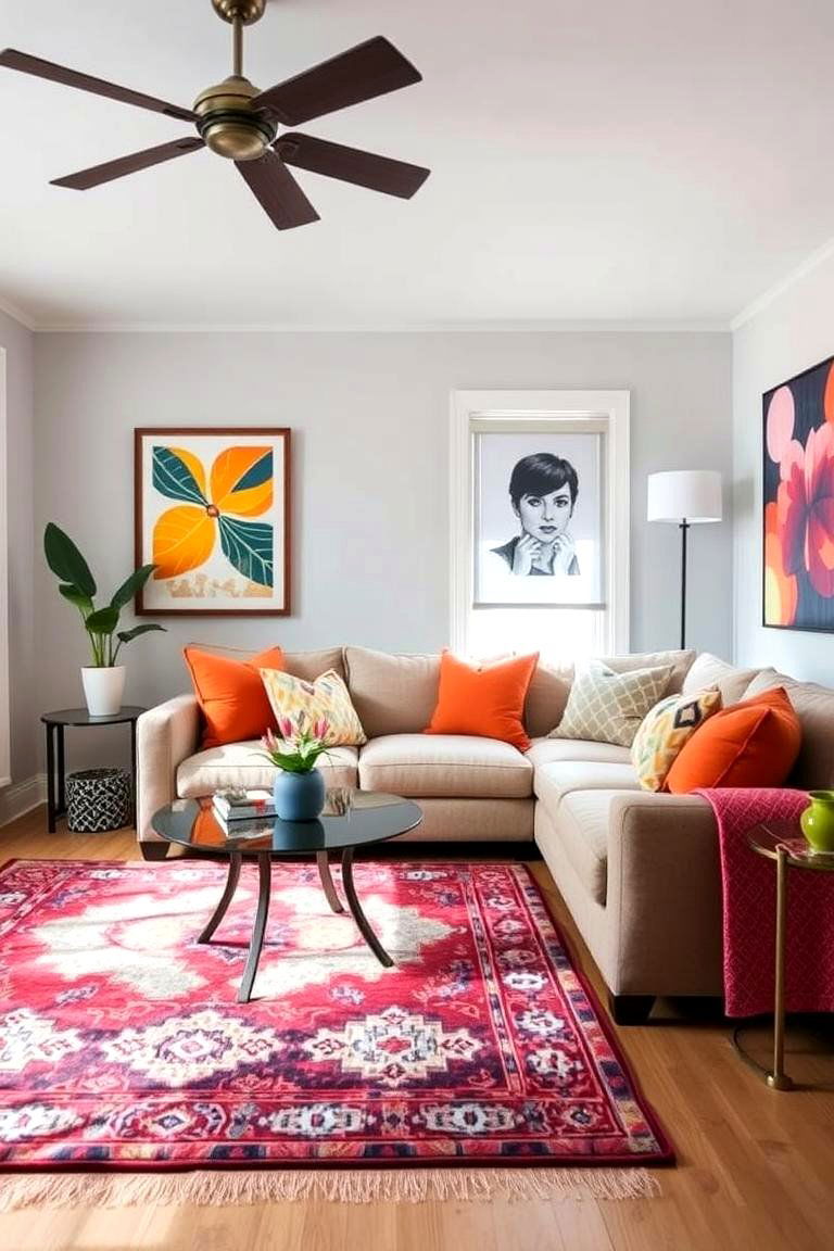 The Sectional with Bold Color Accents - 24 Sectional Living Room Ideas