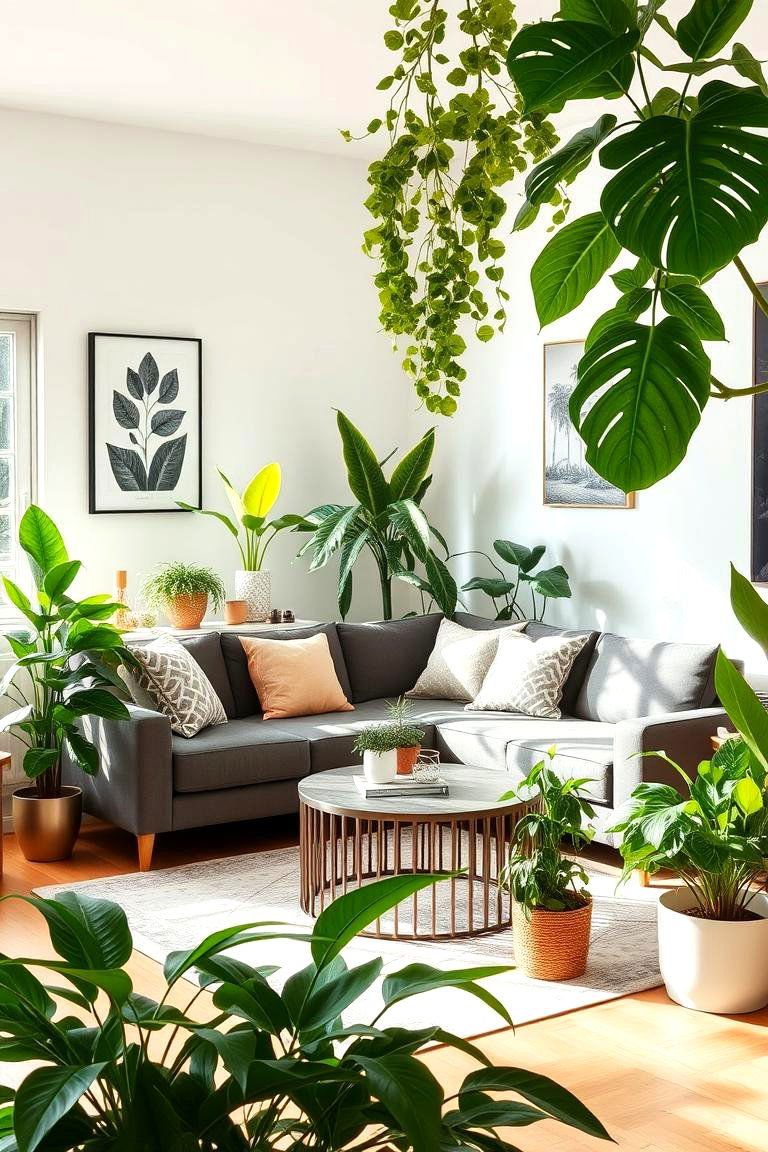 The Sectional with Indoor Plants - 24 Sectional Living Room Ideas