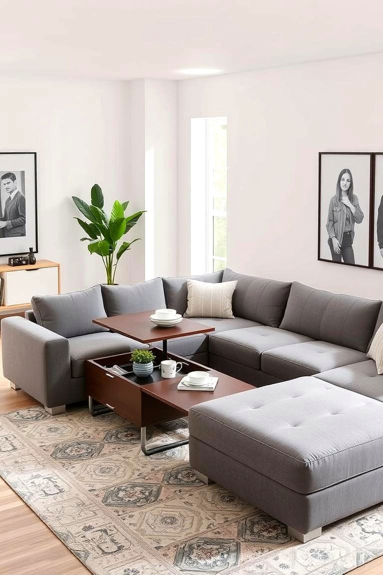 The Sectional with a Pop Up Coffee Table - 24 Sectional Living Room Ideas