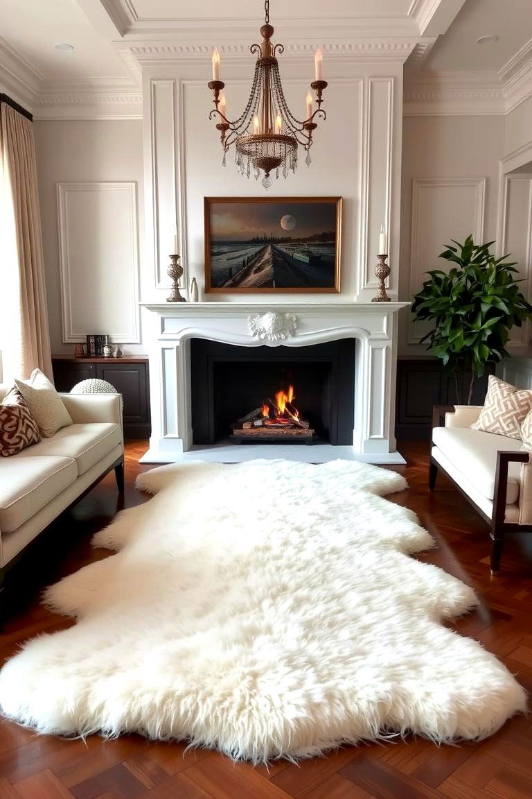 The Sheepskin Rug - 24 Living Room Rug Ideas