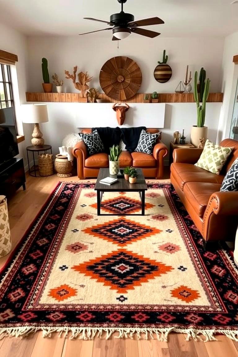 The Southwestern Rug - 24 Living Room Rug Ideas