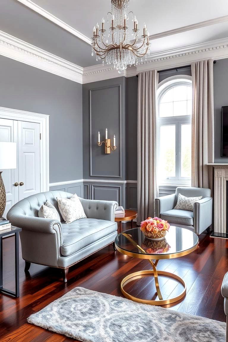 The Strategic Use of Artificial Lighting - 24 Grey Living Room With Dark Wood Floors