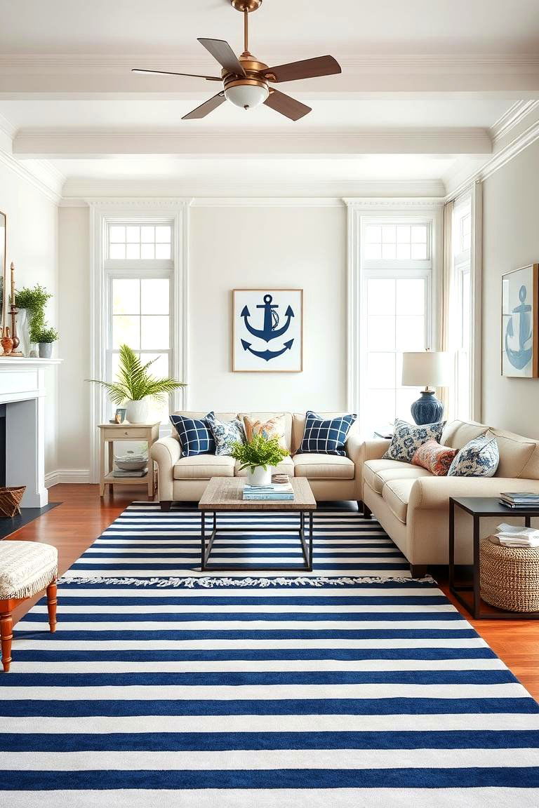 The Striped Rug - 24 Living Room Rug Ideas