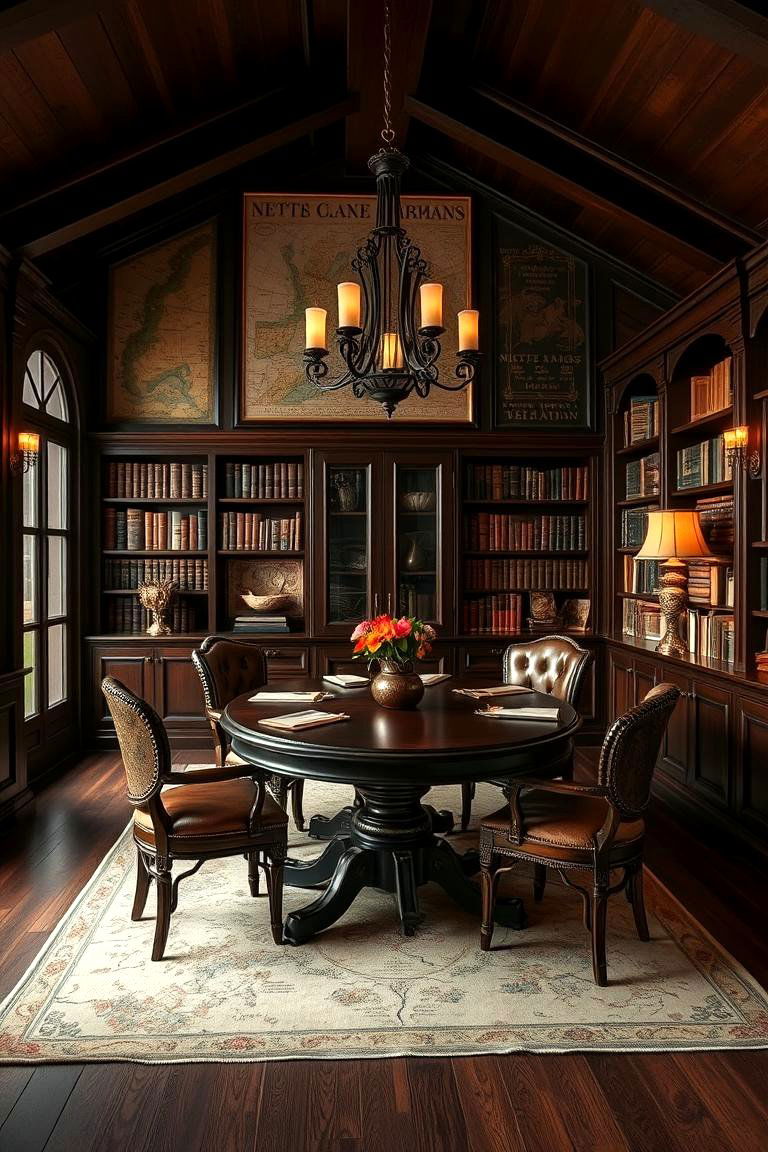 The Themed Literary Escape - 24 Library Dining Room Combo Ideas