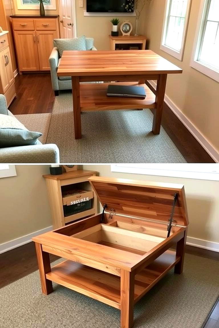 The Transformative Convertible Coffee Table with Storage - 24 Tiny House Storage Ideas