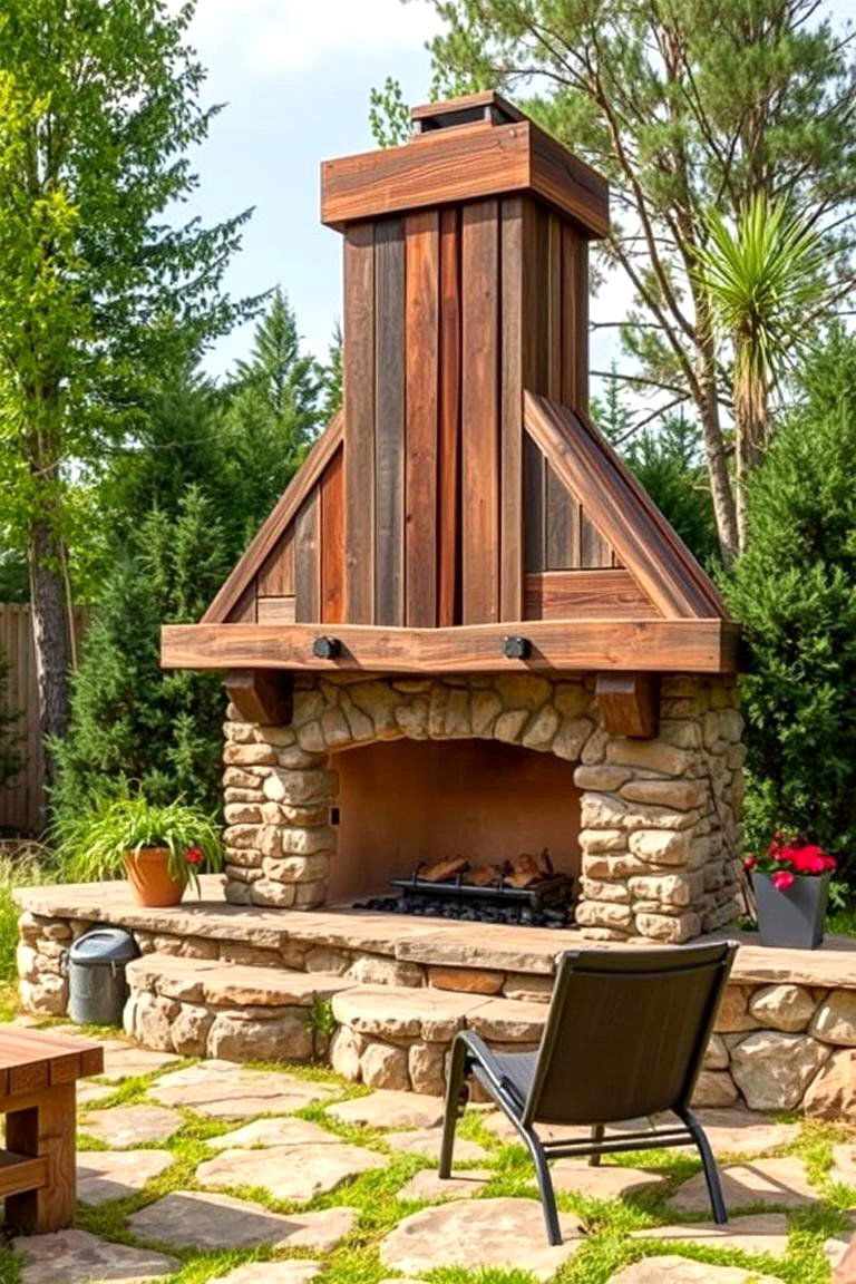 The Upcycled Material Fireplace - 24 Outdoor Fireplace Ideas