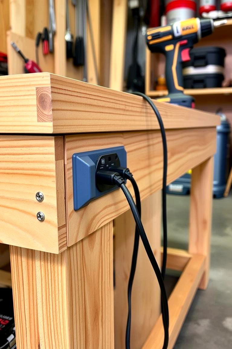 The Workbench with Integrated Power Outlets - 24 Garage Workbench Ideas