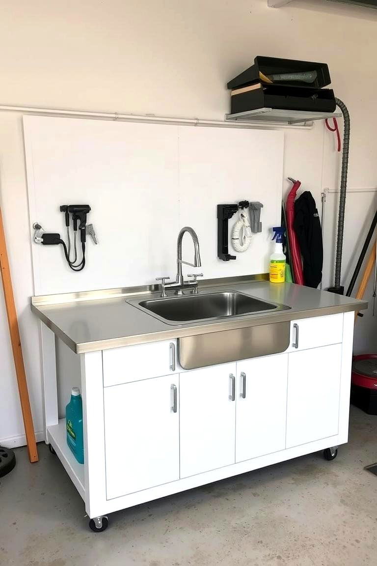 The Workbench with a Sink for Easy Cleanup - 24 Garage Workbench Ideas