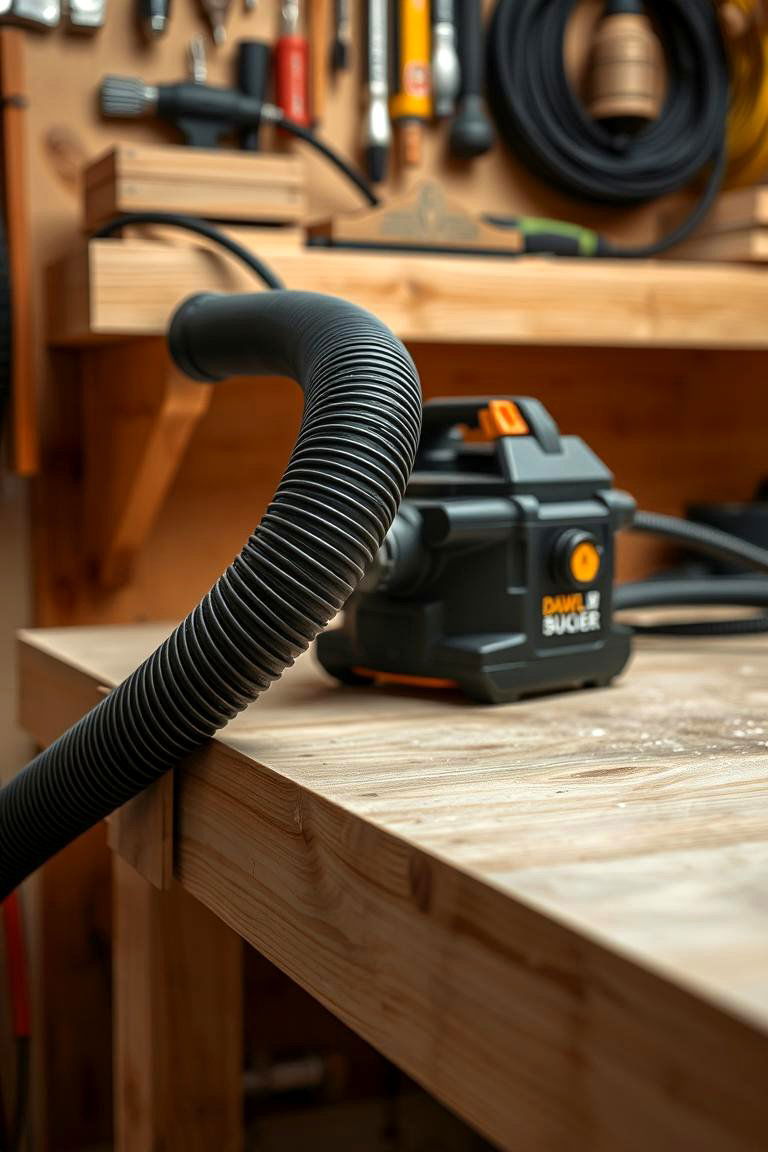 The Workbench with a Vacuum Dust Collection System - 24 Garage Workbench Ideas