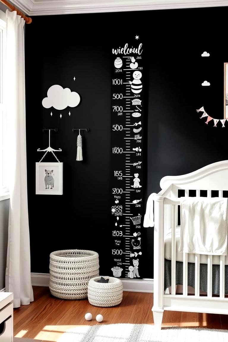 Themed Growth Charts in Bold Contrast - 24 Black and White Nursery Ideas