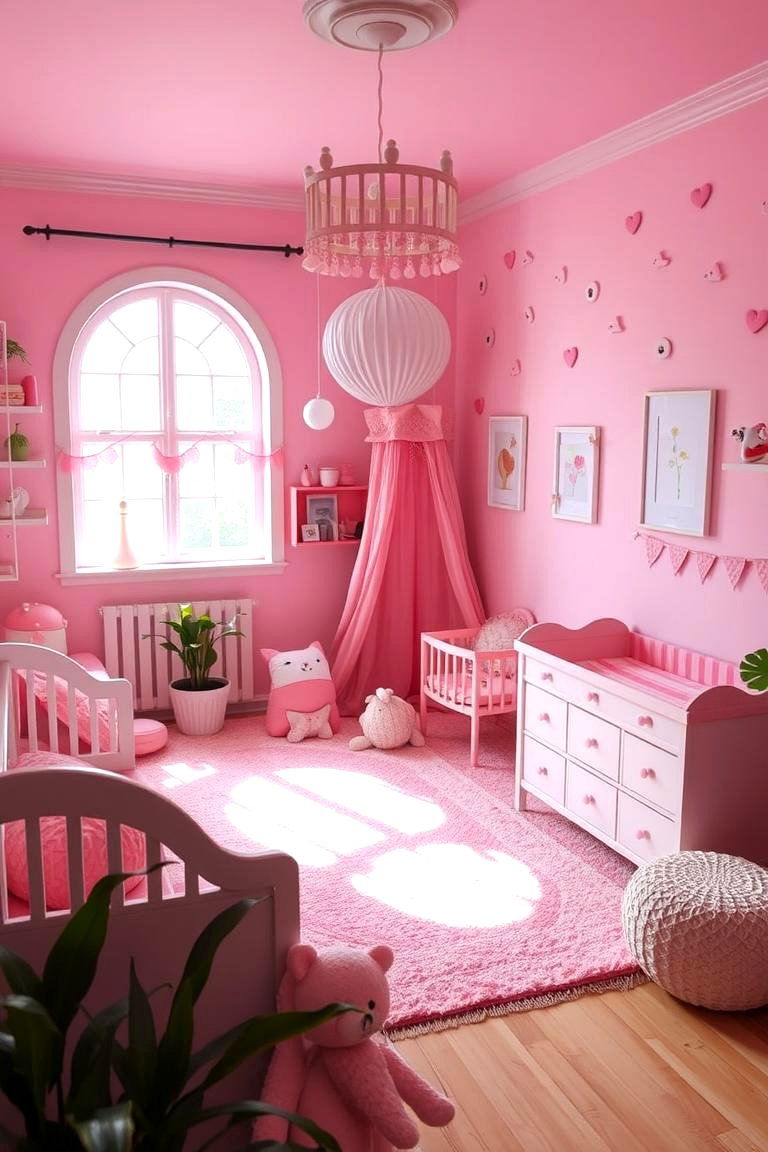 Themed Pink Area - 24 Pink Nursery Ideas