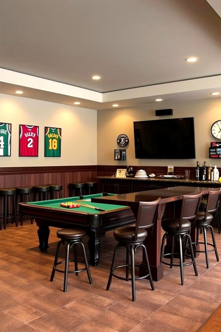 Themed Pool Room Sports Bar Vibe - 24 Pool Table Room Ideas