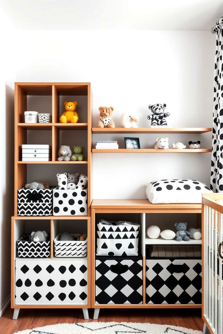 Themed Toy Storage Solutions - 24 Black and White Nursery Ideas