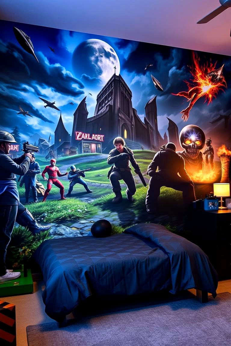 Themed Wall Murals - 24 Gaming Bedroom Ideas