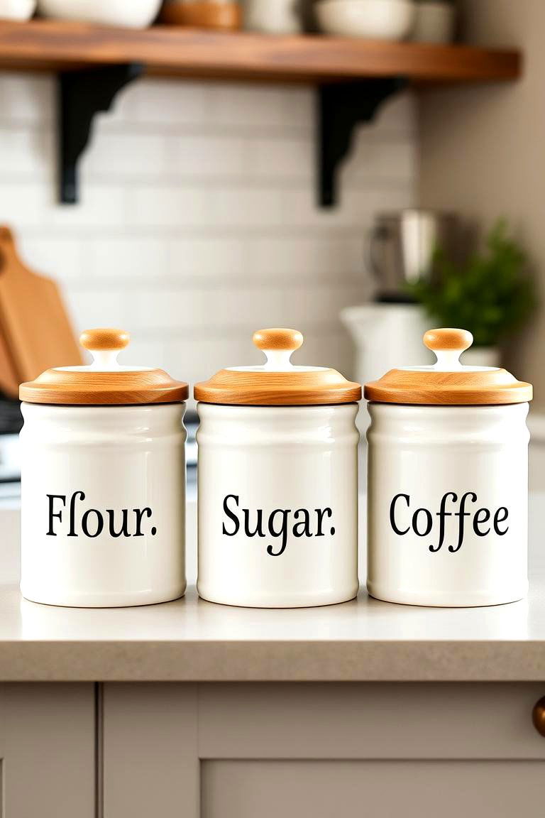 These Charming Ceramic Canisters - 24 Kitchen Counter Decor Ideas