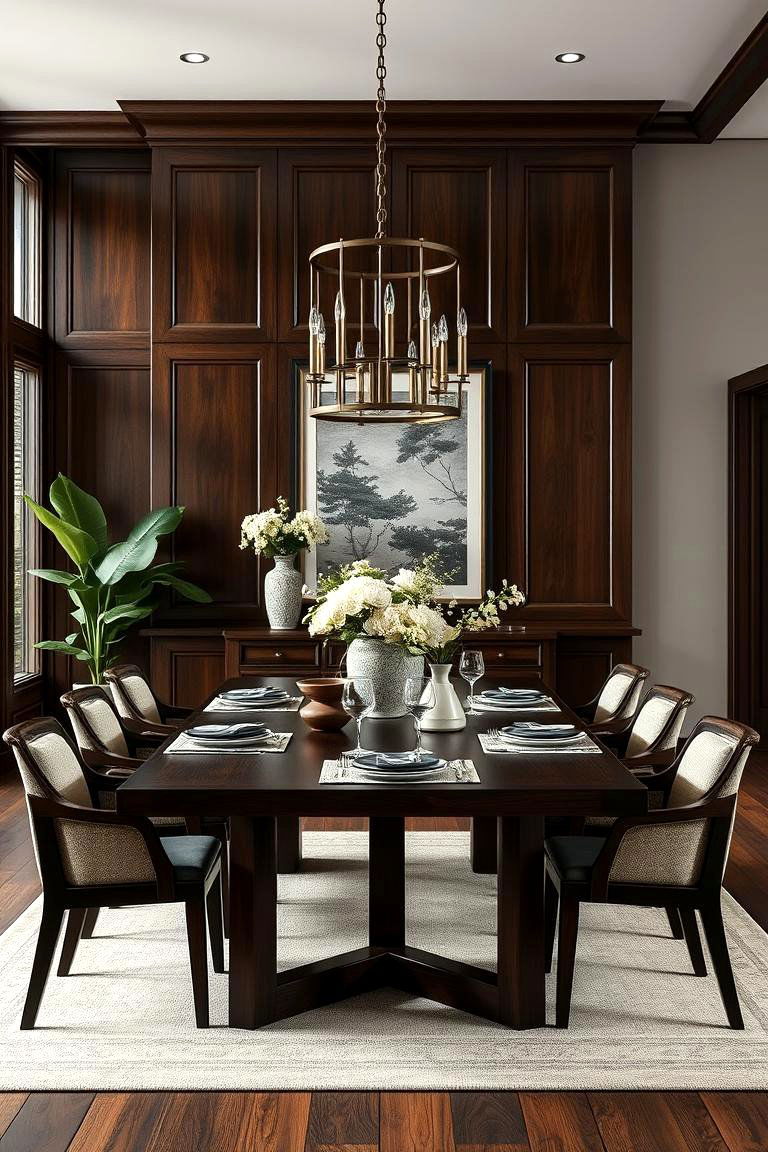 These Versatile Designs with Dark Timber Elegance - 24 dark wood floor dining room ideas