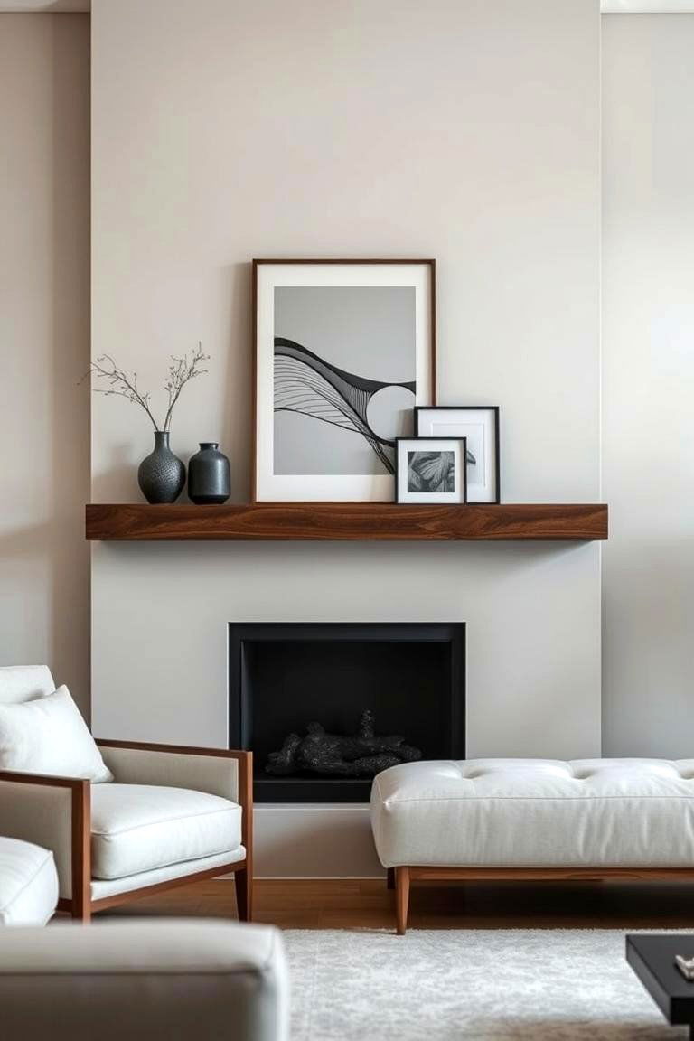 Thin Profile Wood Mantel Shelf - 24 Wood Mantel Ideas