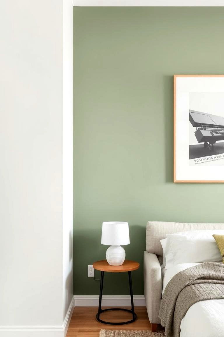 This Modern Sage Green Accent Wall - 24 Sage Green Fireplace Ideas