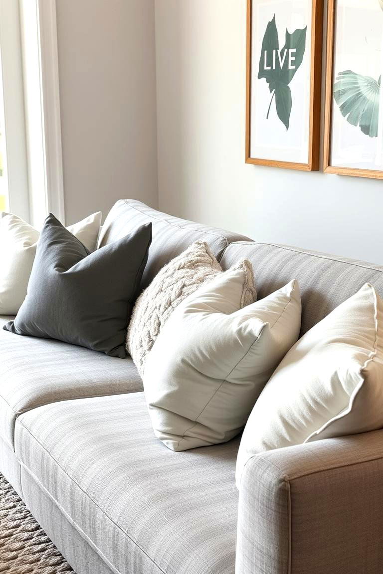 Throw Pillows Variety - 24 Grey and White Living Room Ideas