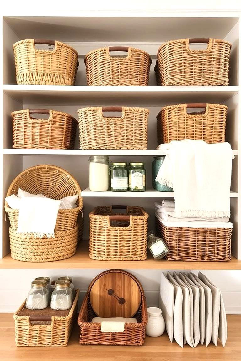 Tidy Treasures Using Baskets for Stylish Storage - 24 Open Shelving Kitchen Ideas