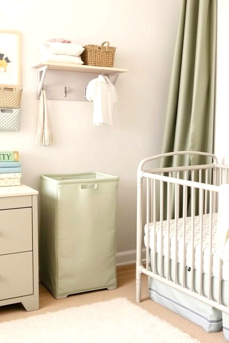 Tidy Up with a Sage Green Clothes Hamper - 24 Sage Green Nursery Ideas
