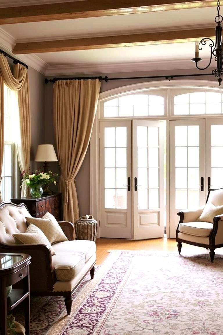Tie Back Curtains for a Classic Look - 24 French Door Curtain Ideas